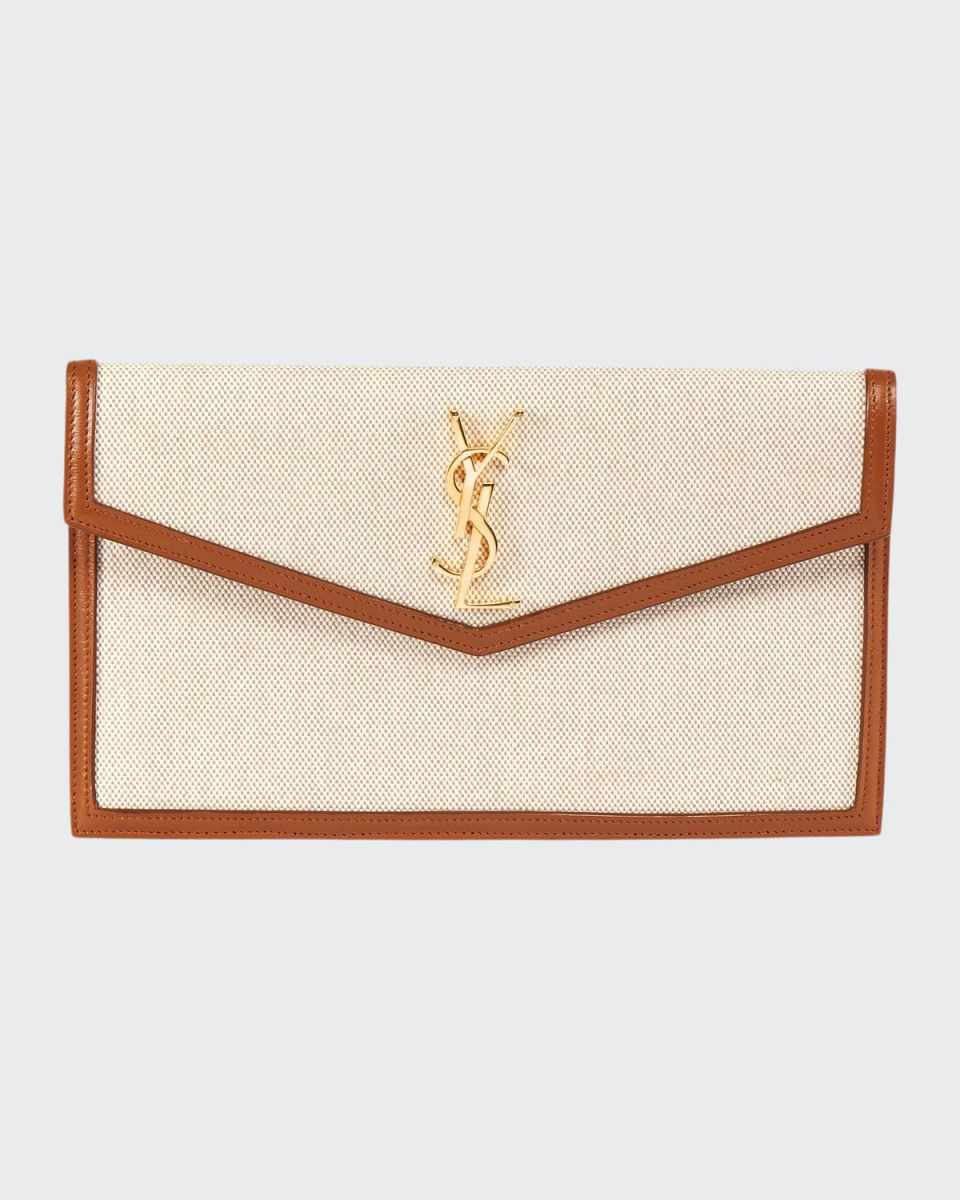 Uptown Medium YSL Monogram Canvas Clutch Bag
